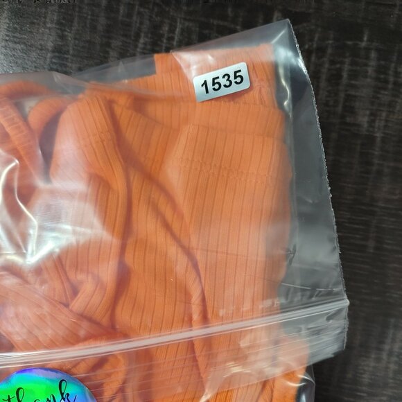 LOFT Women Ribbed One Shoulder Top XS Orange Ruffle Stretch Summer Resort Staple - Picture 8 of 8